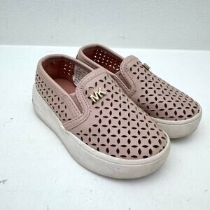 Michael Kors Pink and White Eyelet Slip On Sneakers Toddler Girl 5